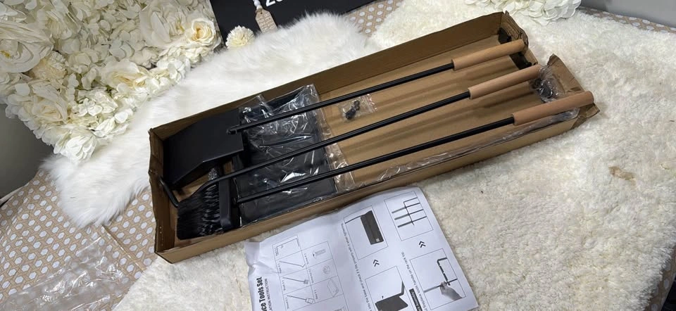 The Rack Co. Fireplace Tools Set - Black Metal & Wood - photo 3