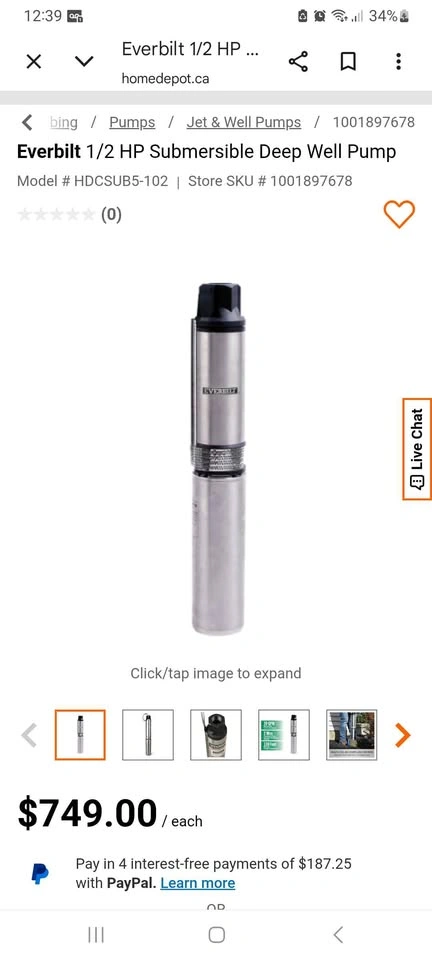 Everbilt 1/2 HP Submersible Deep Well Pump - photo 3