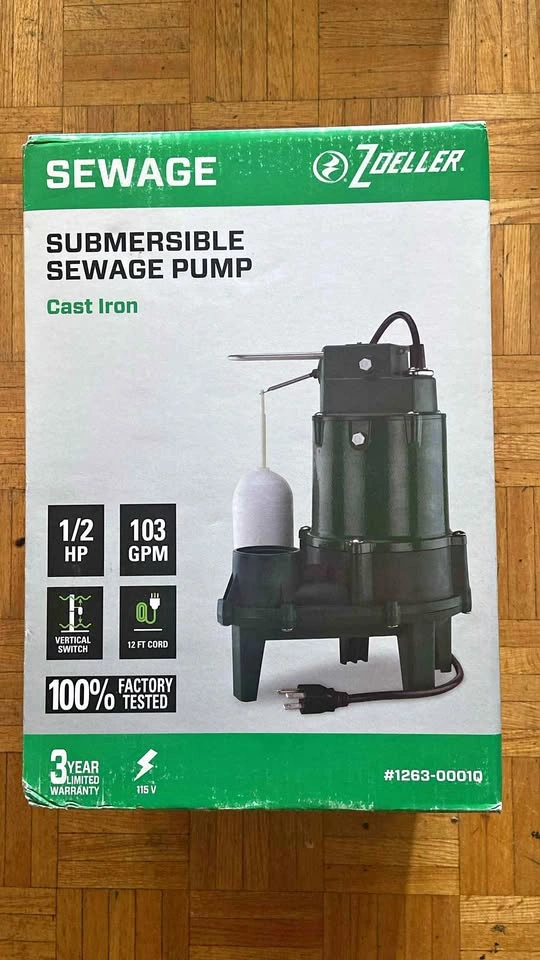 Zoeller Pro Sewage Pump 1/2-HP Cast Iron Submersible Sump Pump