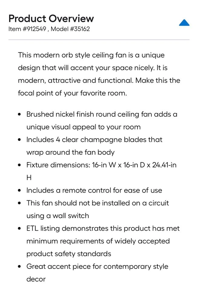 Kitchler 16” LED Turbine Ceiling Fan - photo 3