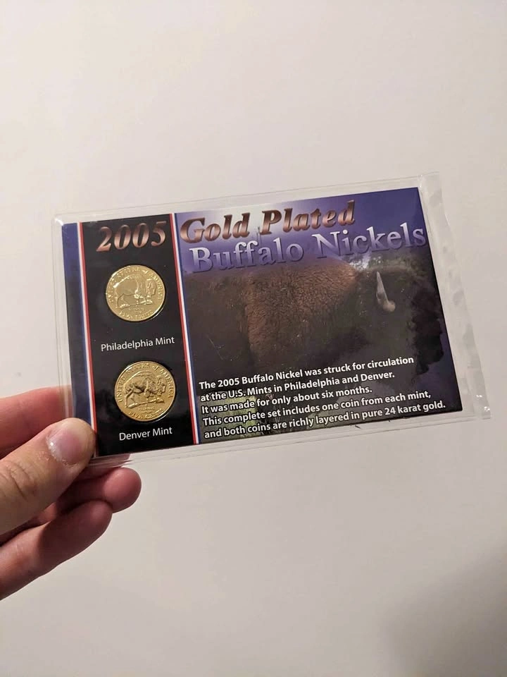 2005 Gold Plated Buffalo Nickel Set (P & D)