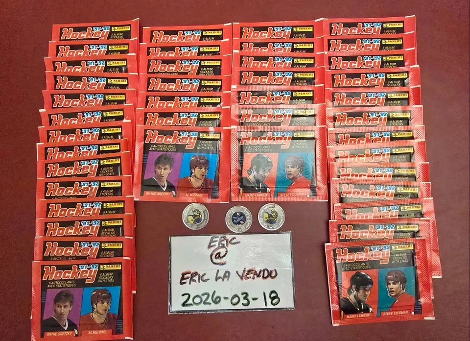 45$ 41 x 91-92 Hockey Stickers Unopened Packs - photo 2