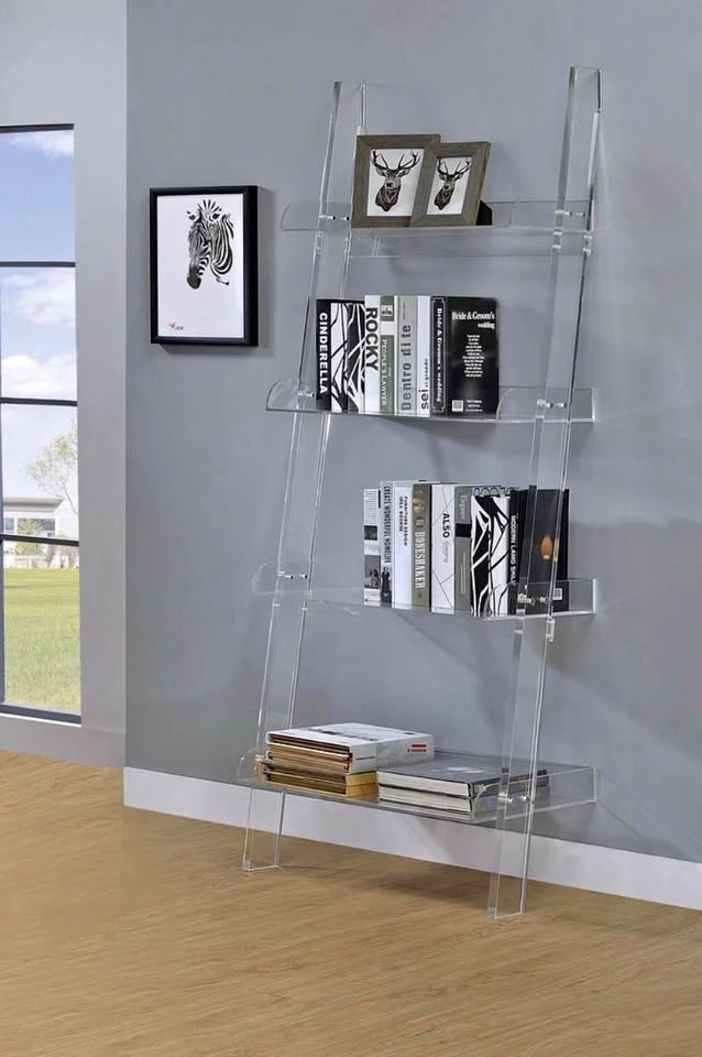 Amaturo 72-inch 4-shelf Acrylic Ladder Bookshelf Clear