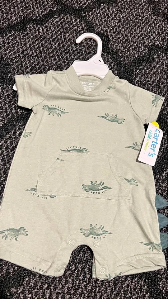 Carter's Child of Mine 0-3m Baby Romper New w/ Tags Dinosaur Lil