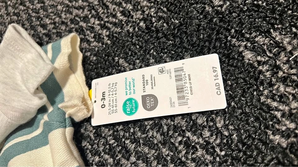Child of Mine 0-3m Baby Bodysuit & Striped Outfit Set New w Tags
