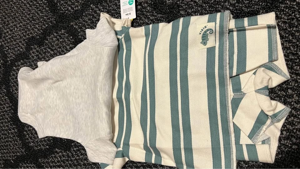 Child of Mine 0-3m Baby Bodysuit & Striped Outfit Set New w Tags - photo 2