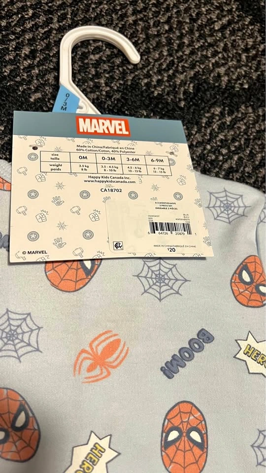 Marvel Spiderman Baby Boy 2 Piece Sleeper Bodysuit Set 0-3M