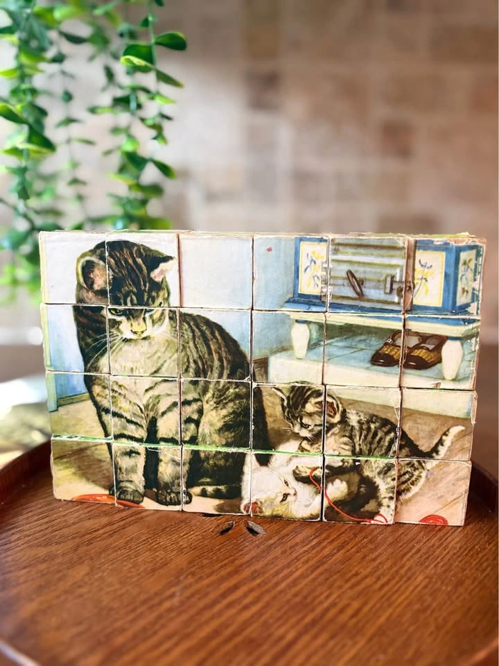 Vintage Wooden Farm Animal Puzzle Blocks – Rustic / Worn - photo 2
