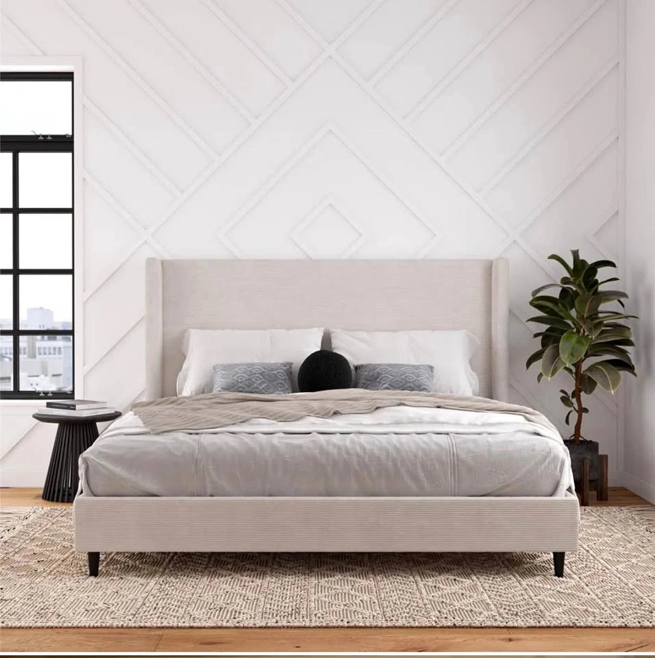 Ana Queen Upholstered wingback bed *New*
