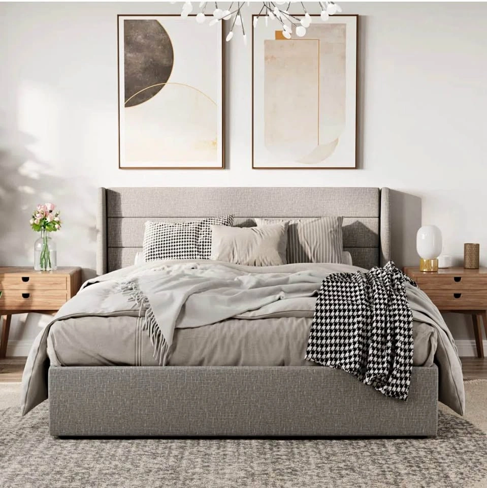 Queen Upholstered Platform Bed w/ Hydraulic Storage