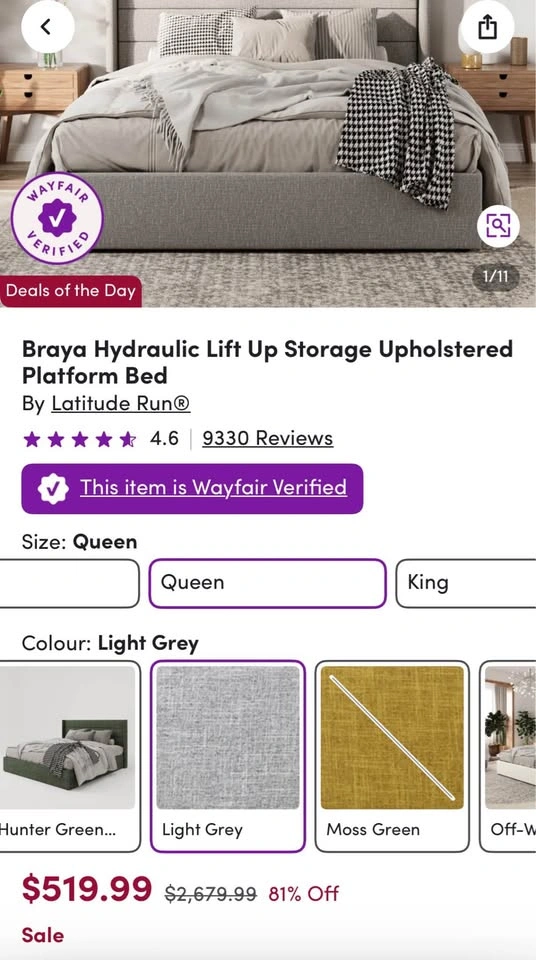 Queen Upholstered Platform Bed w/ Hydraulic Storage - photo 5