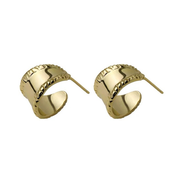 Chic Gold Color C-Shape Hoop Stud Earrings - photo 4