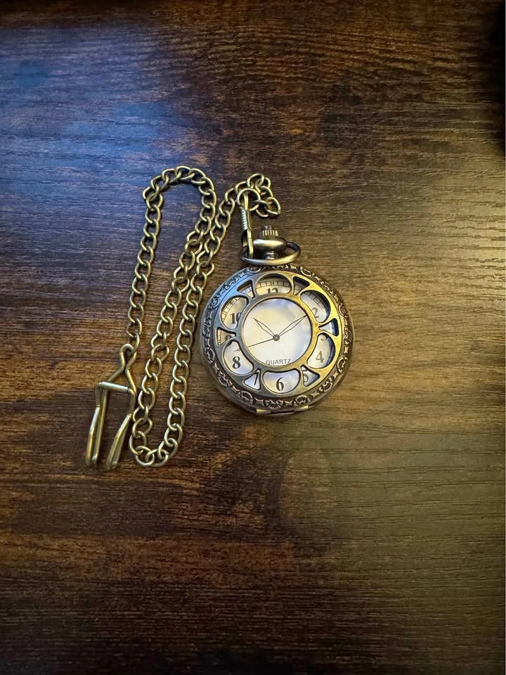 Vintage Style Pocket Watch with Chain - Costume Prop