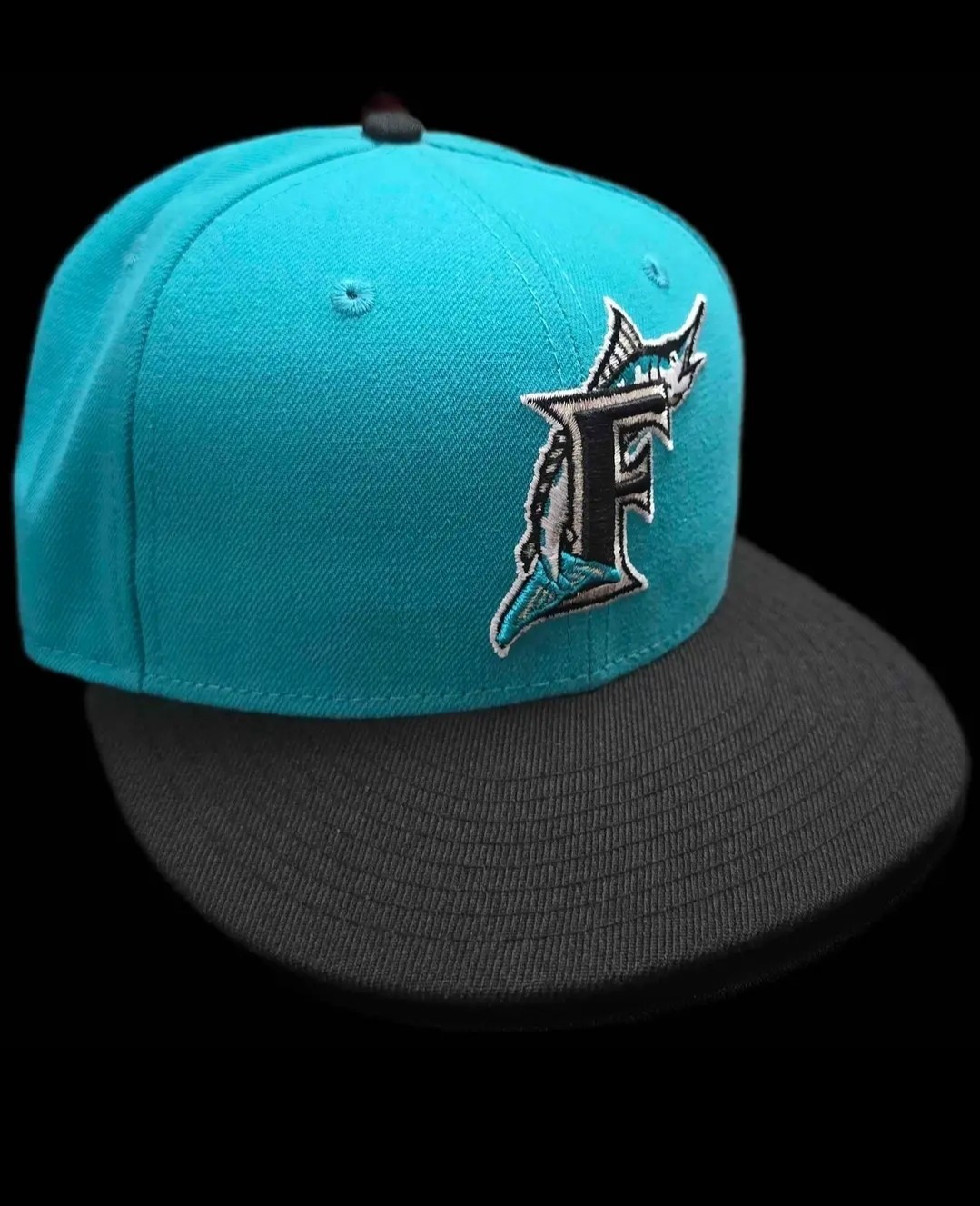 Florida Marlins New Era Fitted Hat Teal Black MLB Cap SIZE 7 - photo 3