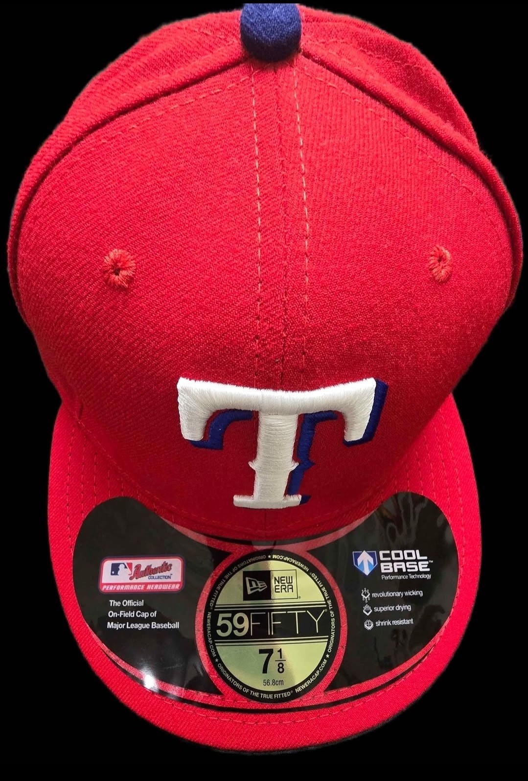 Texas Rangers New Era 59FIFTY Fitted Hat 7 1/8 Red MLB World Ser - photo 3
