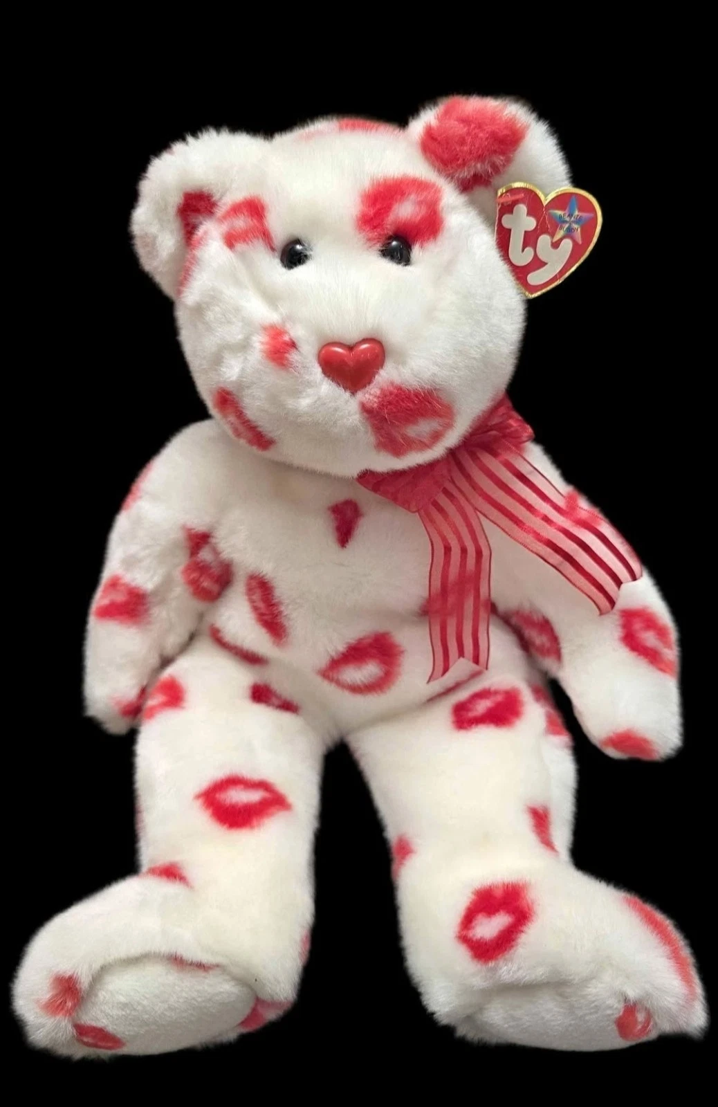 1999 Ty Beanie Buddy Smooch the Kisses Bear 14" Large Plush WTAG