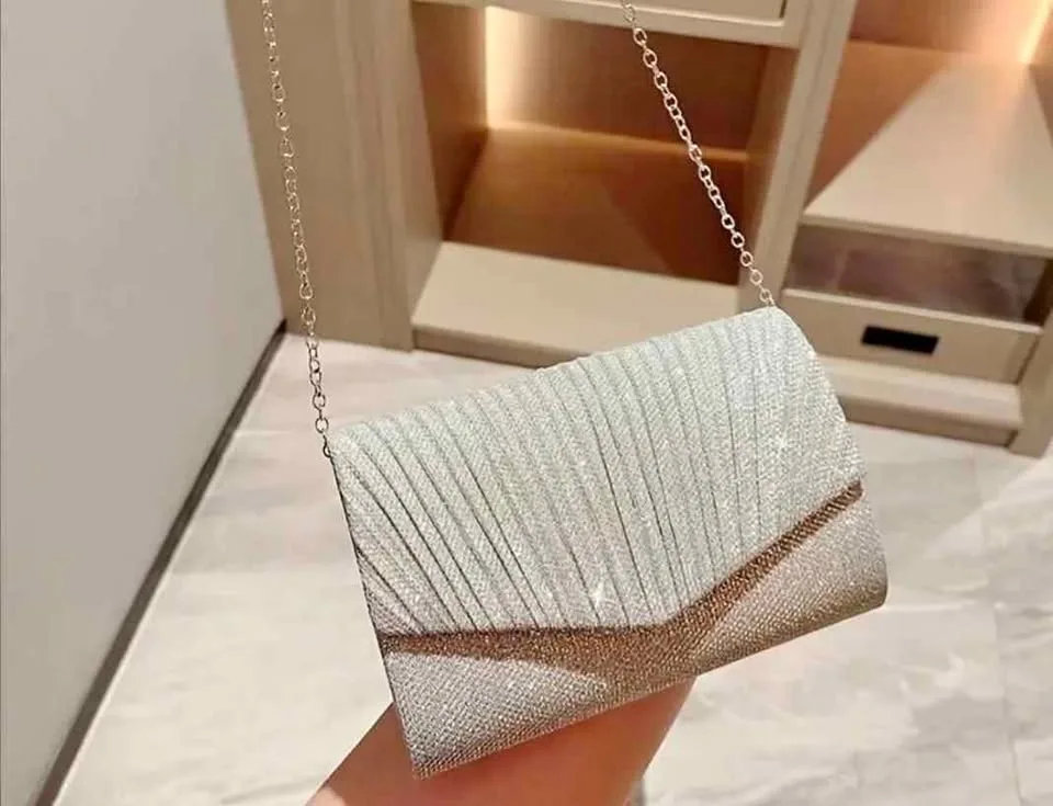 Brand new stylish silver glitter evening bag for women thumbnail