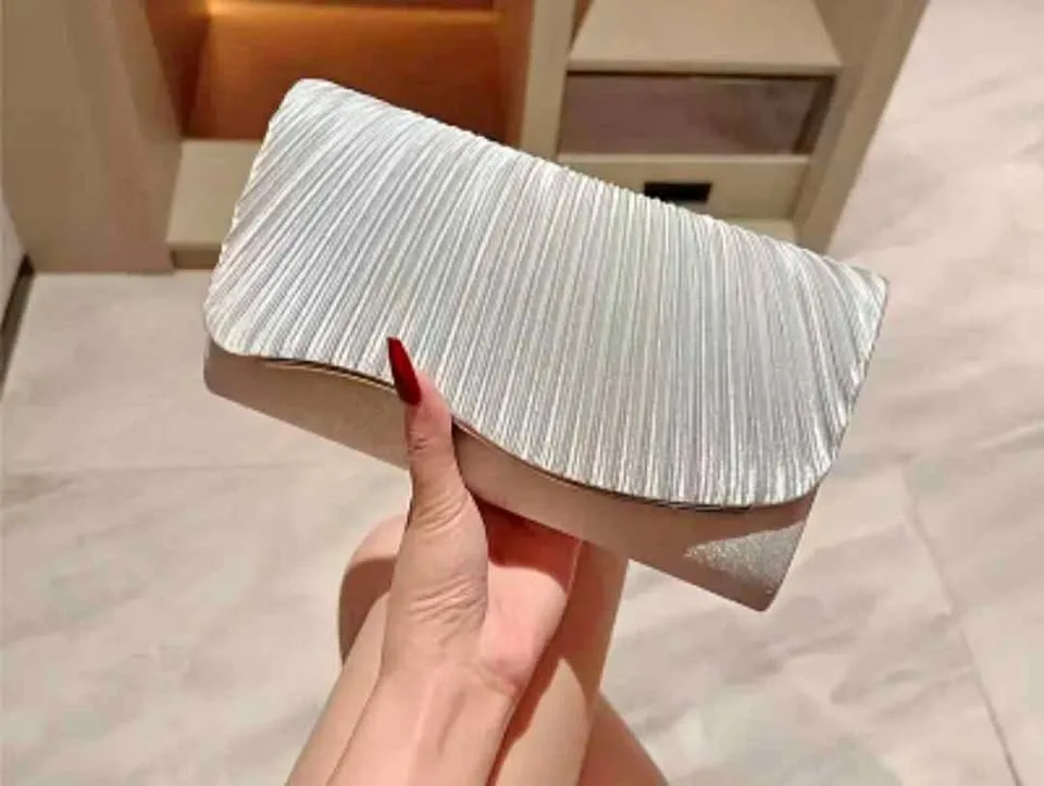 Brand new stylish satin pleated evening clutch purse thumbnail