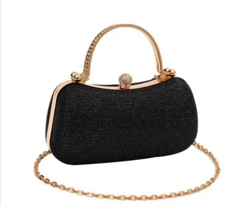 Brand new stylish women Black glitter evening bag thumbnail