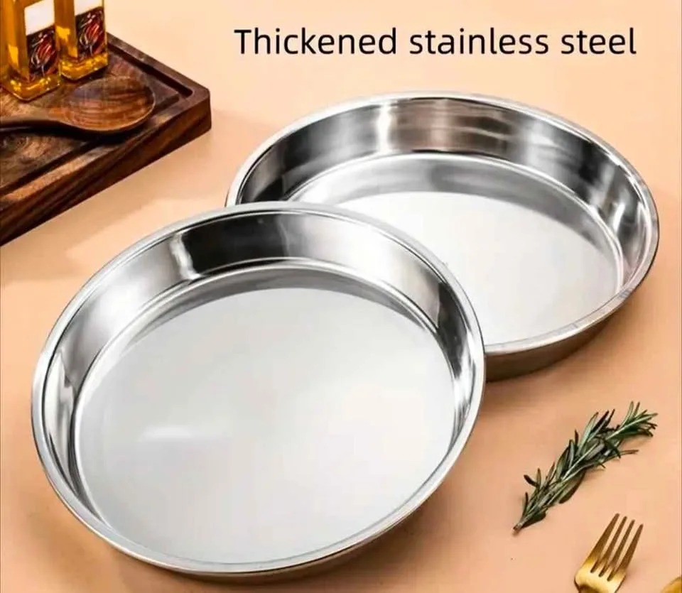 Brand new 2 Pack stainless steel round pizza baking pans thumbnail