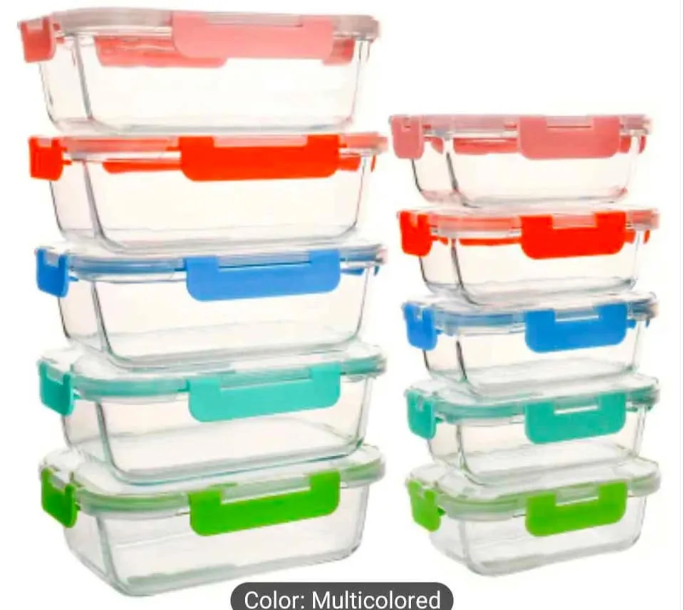 10 Pack Multicolor Glass Airtight Food Storage Containers thumbnail