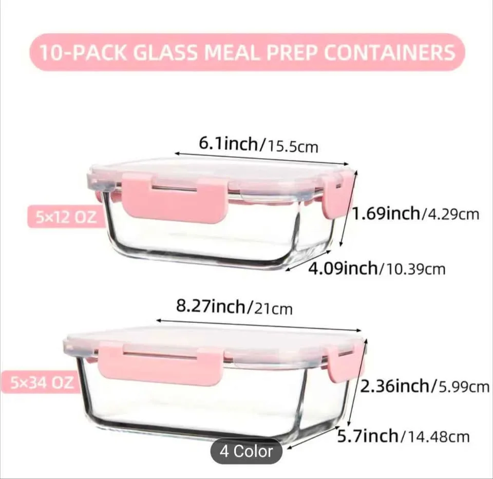 10 Pack Multicolor Glass Airtight Food Storage Containers image indicator(2)