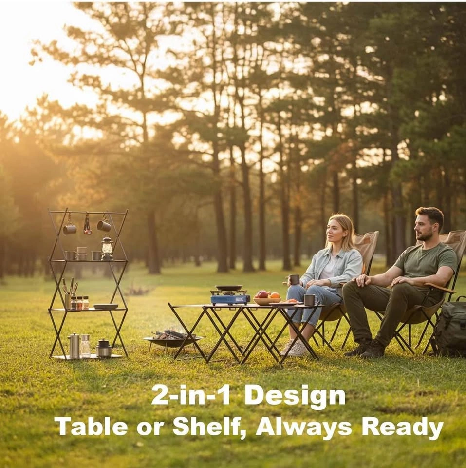 (New)2 in 1 Folding Camping Table & Shelf - photo 3