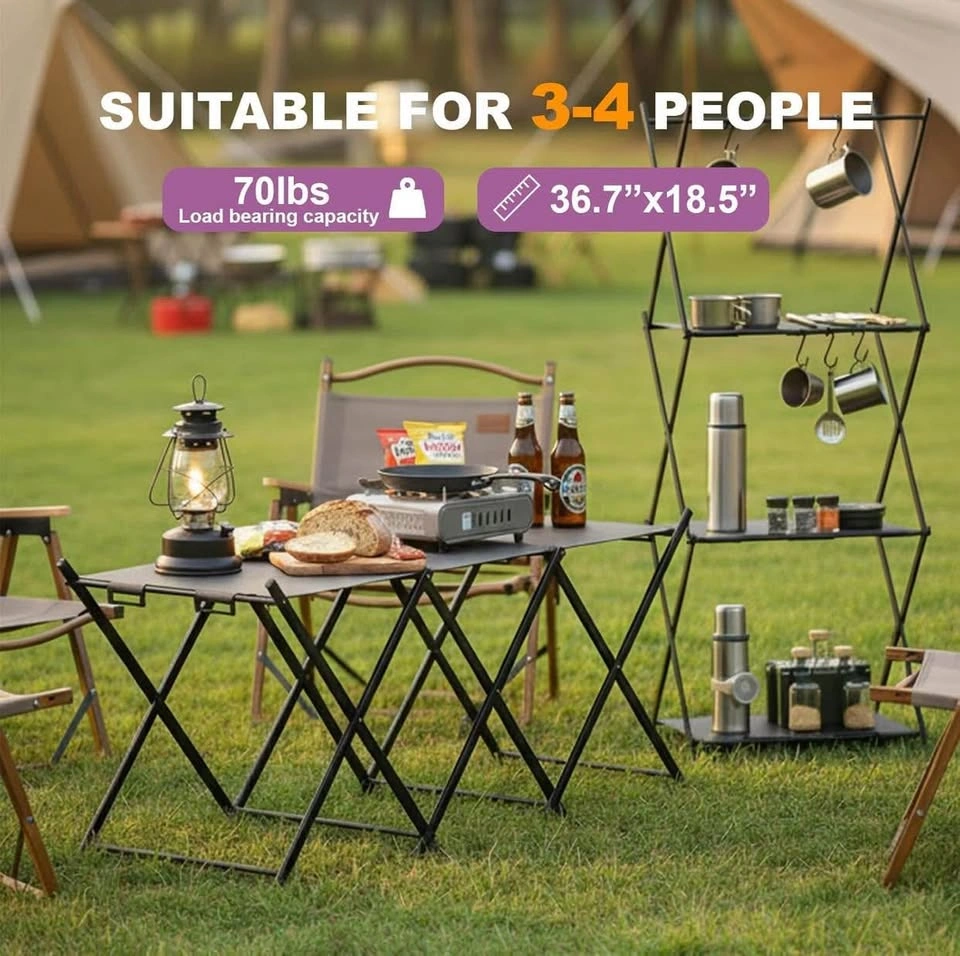 (New)2 in 1 Folding Camping Table & Shelf - photo 4