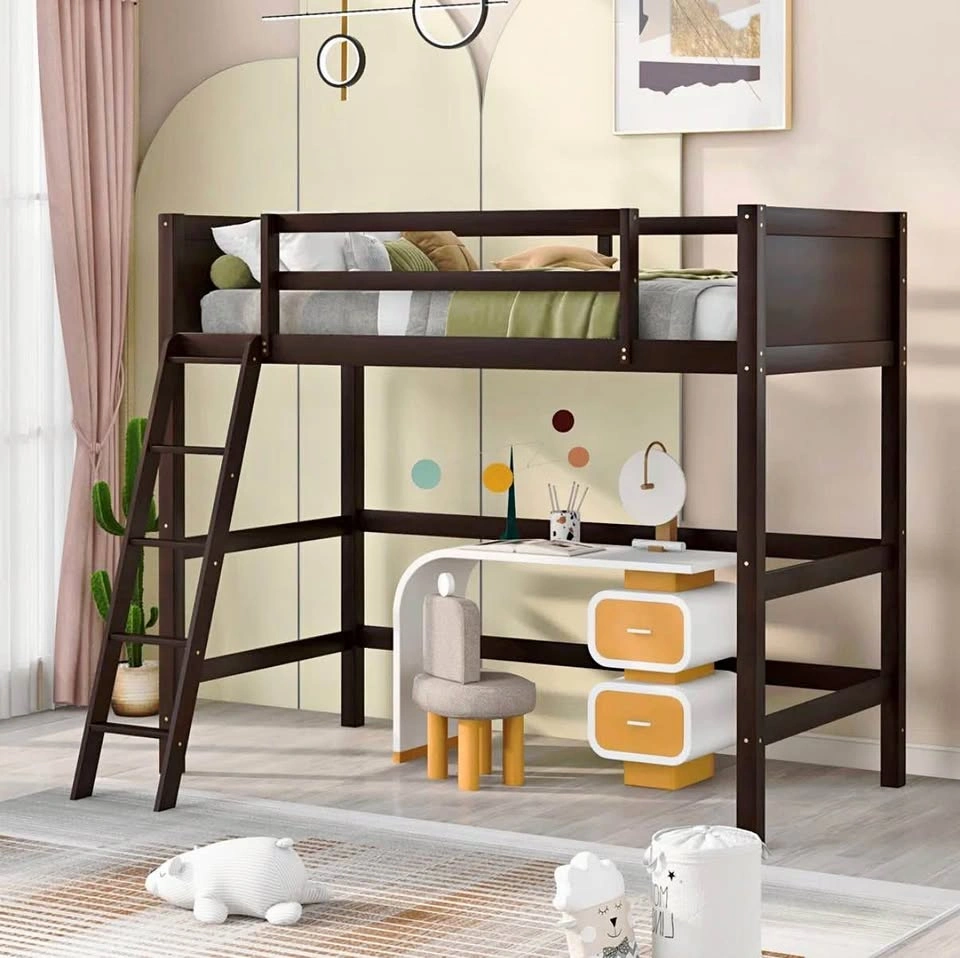 Twin Loft Bed with Ladder -espresso-