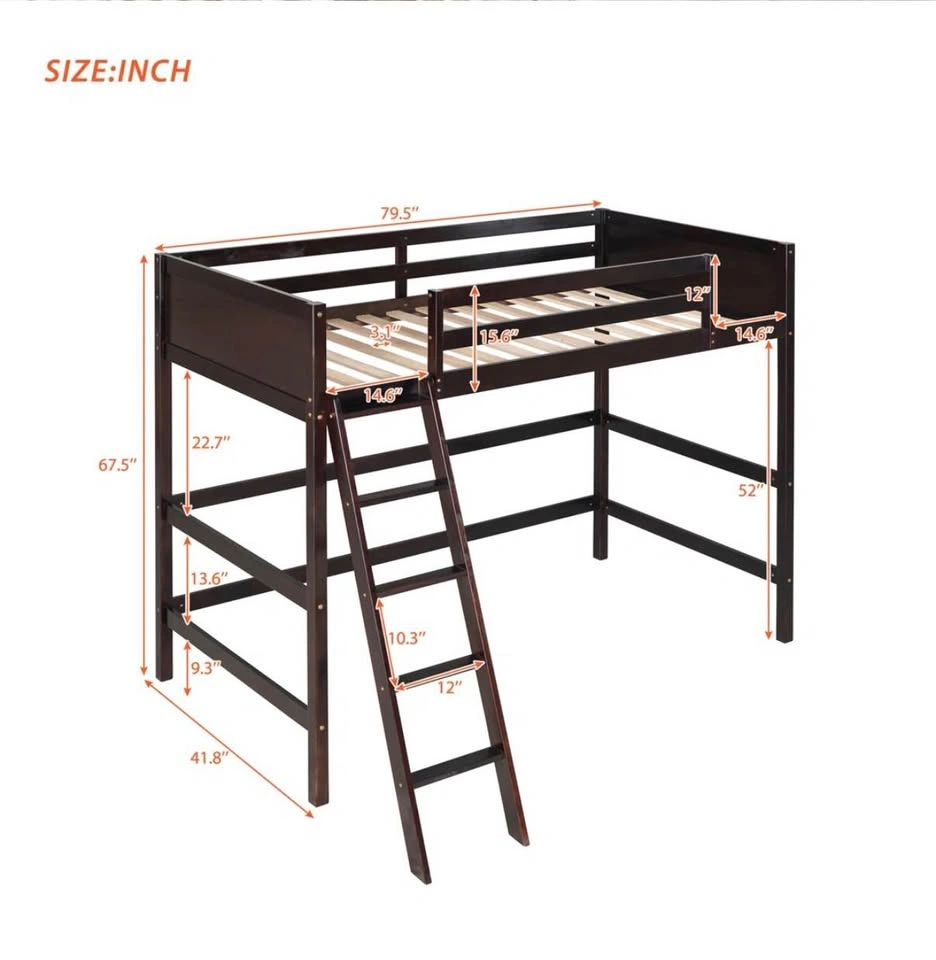 Twin Loft Bed with Ladder -espresso- - photo 5