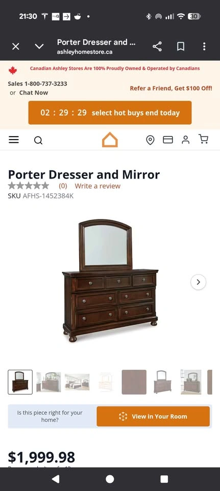 Ashley Home Classic solid wood dresser with mirror - photo 5