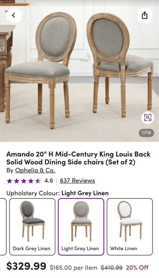 (2) King Louise style backed dining chairs brand new - photo 3