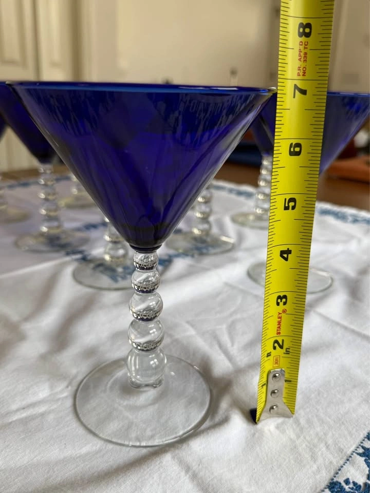 Vtg. Martini Glasses Cobalt S/8 - photo 2