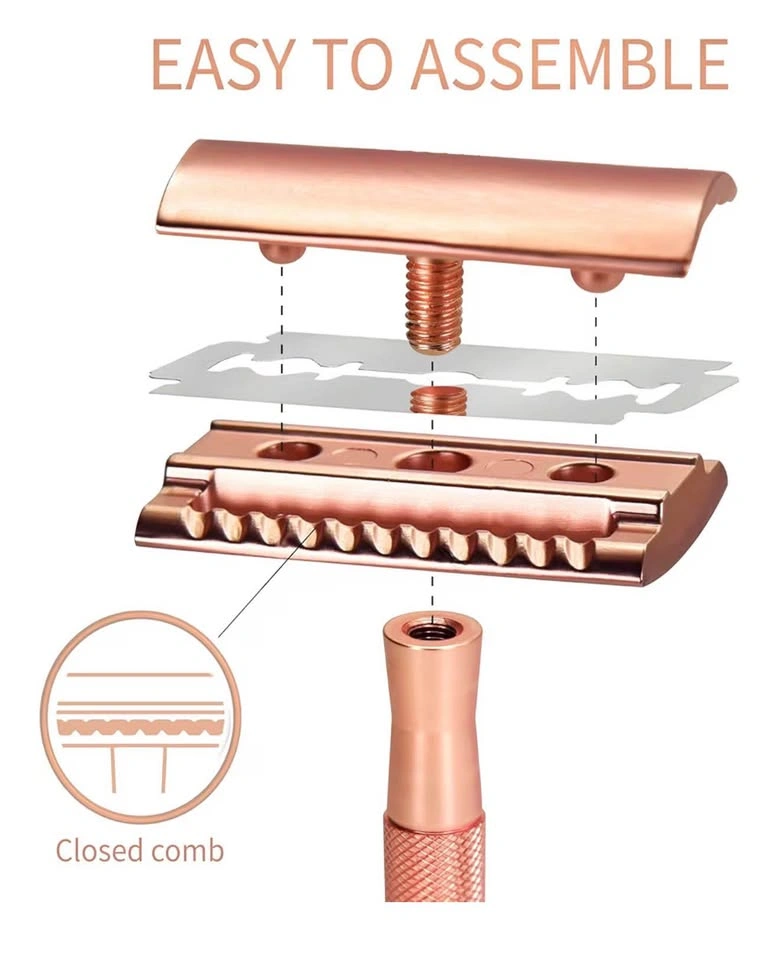 Brand New Solara Rose Gold Double Edge Safety Razor + 4 Blade Pa - photo 4