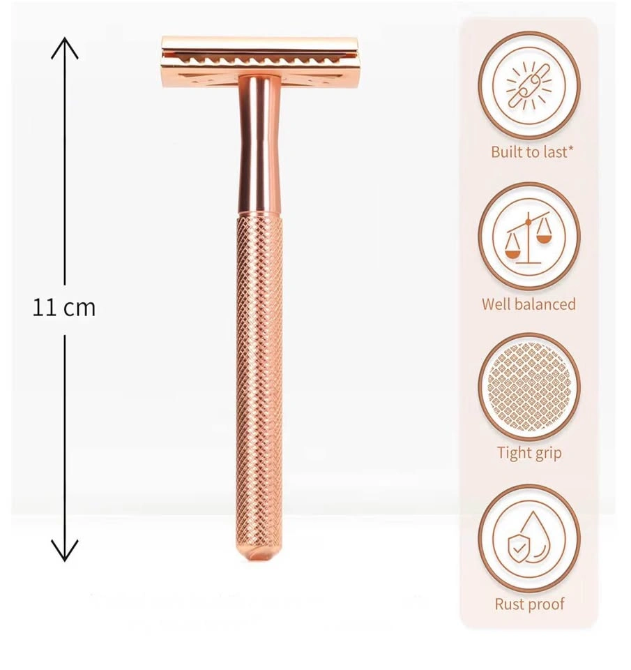 Brand New Solara Rose Gold Double Edge Safety Razor + 4 Blade Pa - photo 5