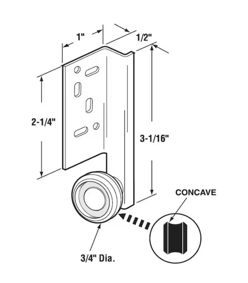 2x Prime-Line Drawer Track Rollers - Concave Edge - photo 5