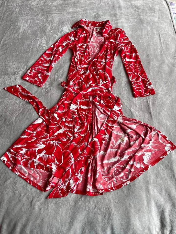 Red n white wrap dress for sale