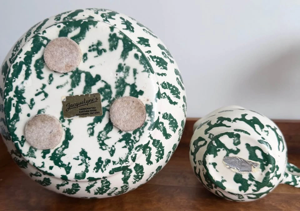 Farmhouse Spongeware Pitcher and Jar Set – Green and Cream - photo 4