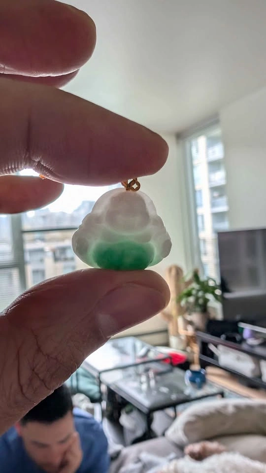 Grade A Burmese Jadeite - Bright Green Bellied Laughing Buddha 1 - photo 3