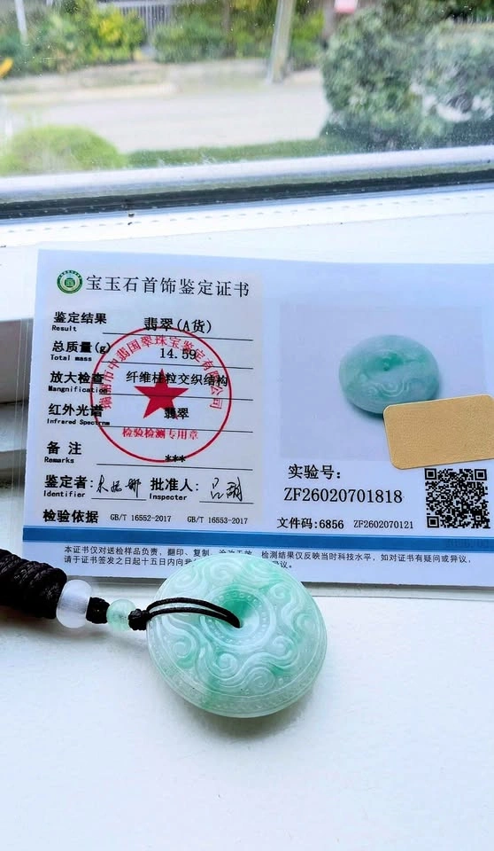 Natural Grade A Apple Green Jadeite "Jedi" Pendant - Certified