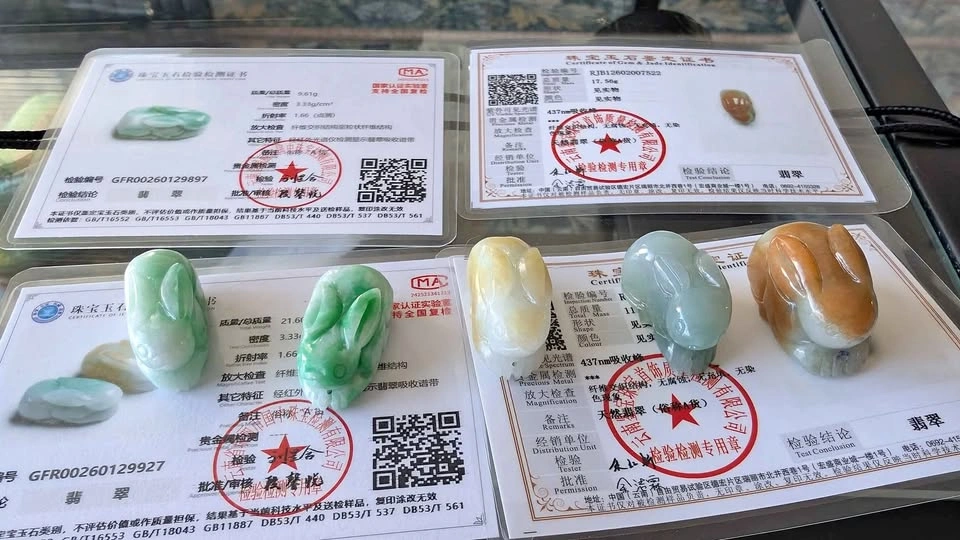 Natural Burmese Jadeite Bunny Pendants (Certified)