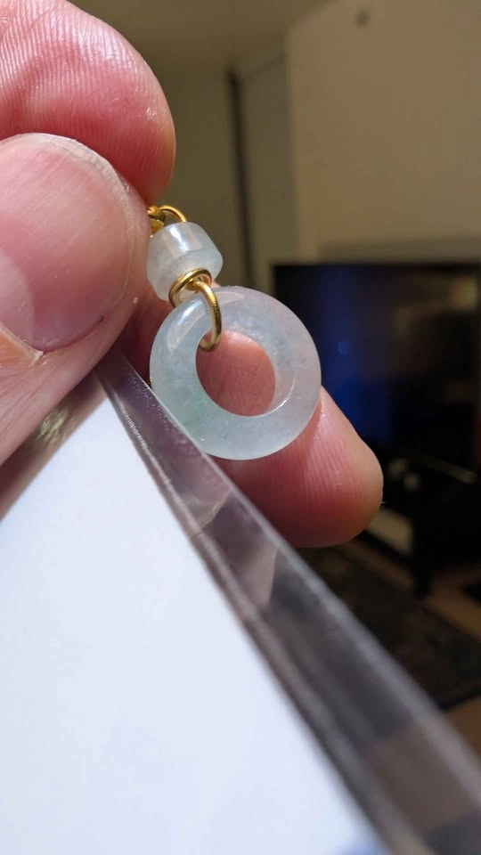Icy Grade A Lavender & Green Jadeite Ping An Kou Pendant - photo 3