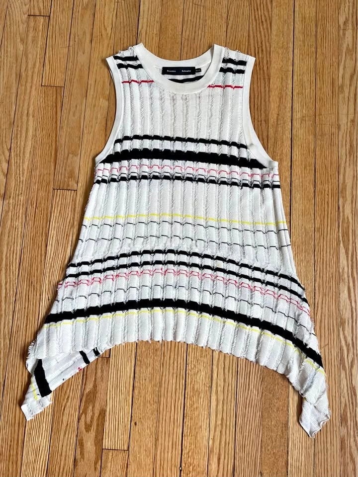 Proenza Schouler Asymmetrical Plaid Knit Top