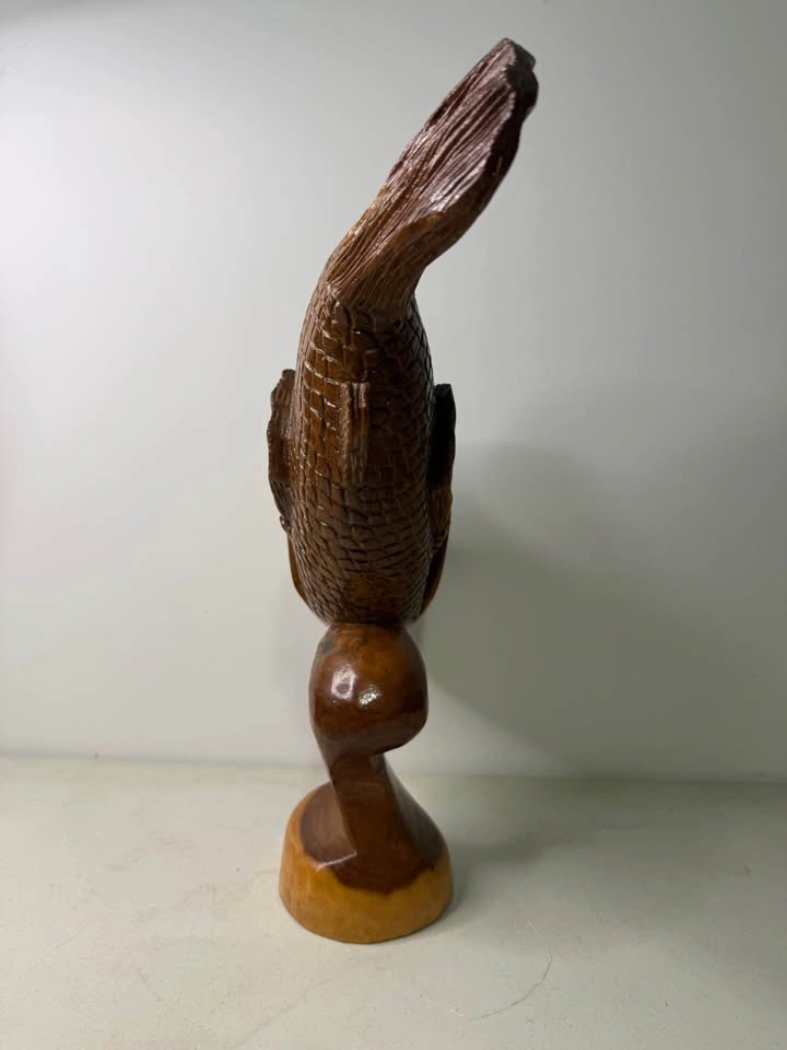 LARGEMOUTH BASS HAND CARVED WOOD ART CARVING - photo 4