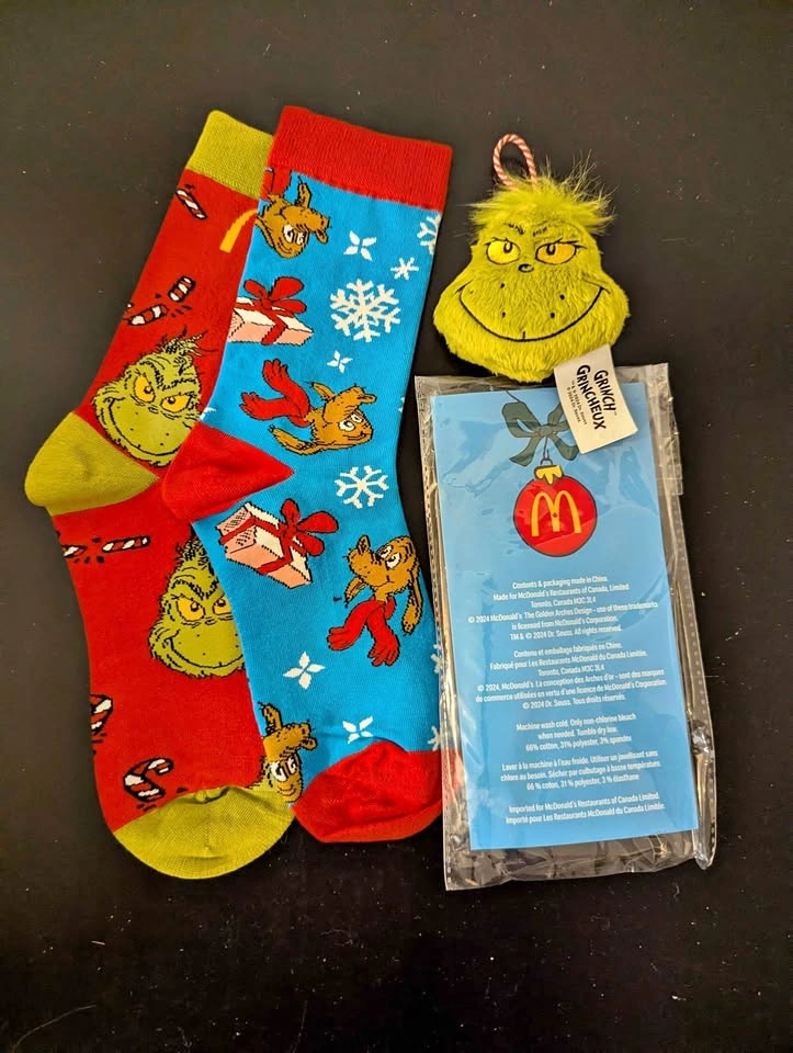 McDonald's Grinch Socks + Toy