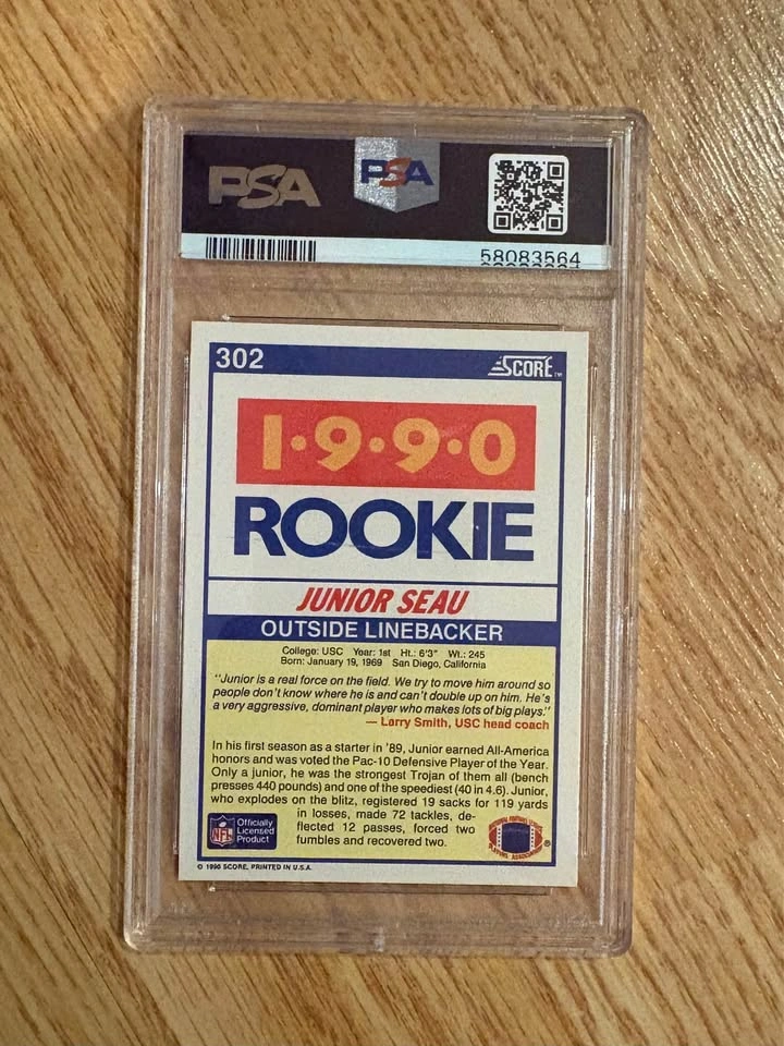 Junior Seau Rookie Card PSA 9 - photo 2