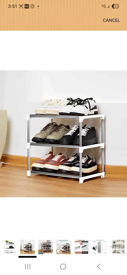 3 Tier White Shoe Rack