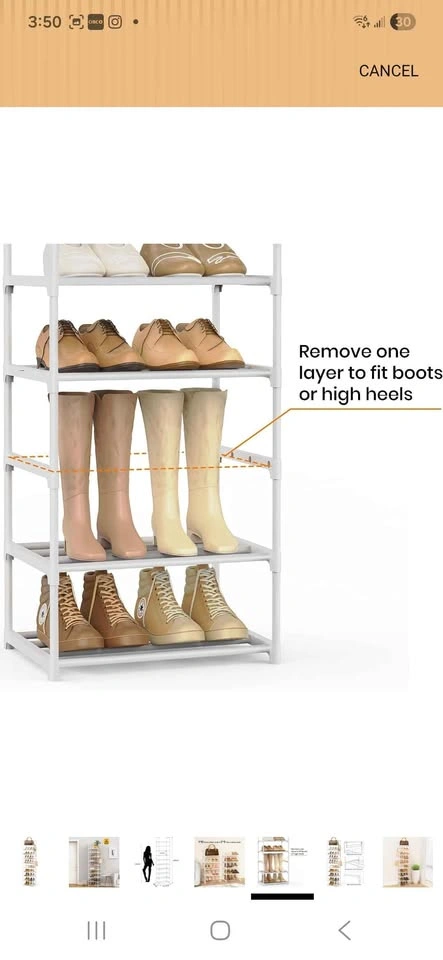 3 Tier White Shoe Rack - photo 3