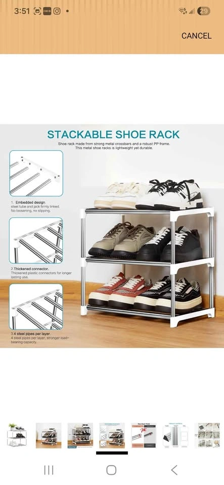3 Tier White Shoe Rack - photo 5