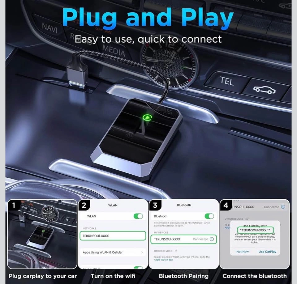 (New) Wireless Carplay Adapter, for Cars 2017+ & iPhone iOS 10+ - photo 2